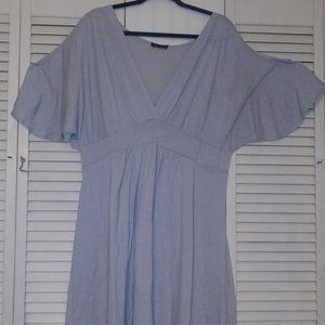 Light Gray V-Neck Short Sleeve A-Line Dress
